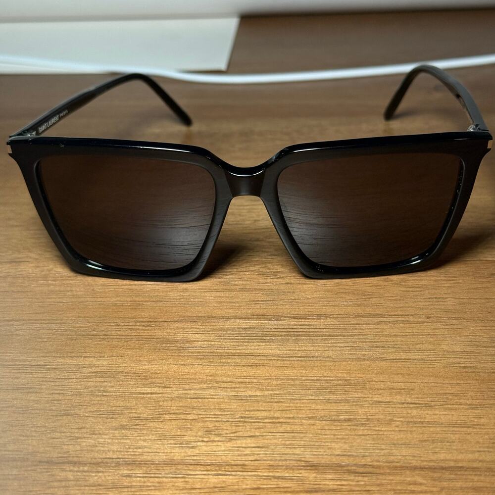Saint Laurent SL 474 Oversized Square Frame Black Sunglasses YSL Unisex - Picture 6 of 16